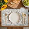 thumbnail image 4 of Beige Boho Floral Placemats Set of 8, Medieval Vintage Ethnic Flower Abstract Placemats for Dining Table, Place Mats for Kitchen Tabletop, Waterproof Wipeable Dining Table Mats Set, 4 of 9