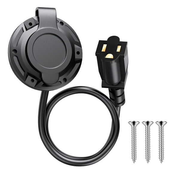 ABAE-Waterproof Electrical Outlet Receptacle Box, 15A AC Port Plug, 125V Power Inlet Socket,And Outdoor Extension Cord With US P