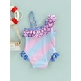thumbnail image 4 of Kiapeise Toddler Girls One Piece Bikini Fish Scale Ruffle Straps Letter Print Swimsuit, 4 of 8
