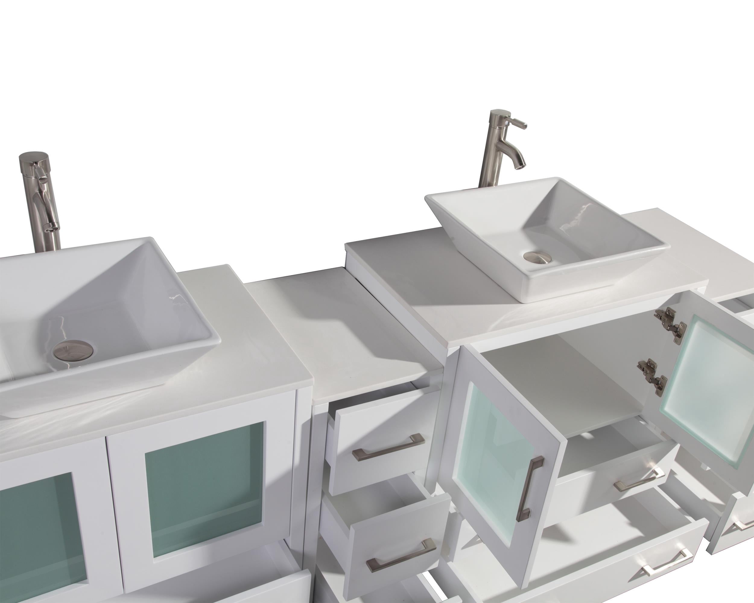 Vanity Art VA3130-84W 84 in. Double Sink Bathroom Vanity Set, White