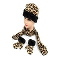 thumbnail image 2 of Toddler's (2-5 Years Old) Fleece Winter Set-Polyester Fleece Hat, Gloves, and Scarf Set for Cold Weather (Beige Leopard with Fur Trim), 2 of 2