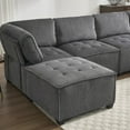 thumbnail image 3 of Modern Minimalist Corduroy 6-Seat U-Shaped Modular Sofa with Reversible Chaise, Fit for Living Room, 3 of 21