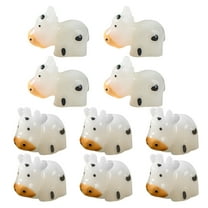 10pcs Mini Cow Figurines for DIY Landscape Creative Night Glow Farm Decor Tiny Resin Animals for Hiding