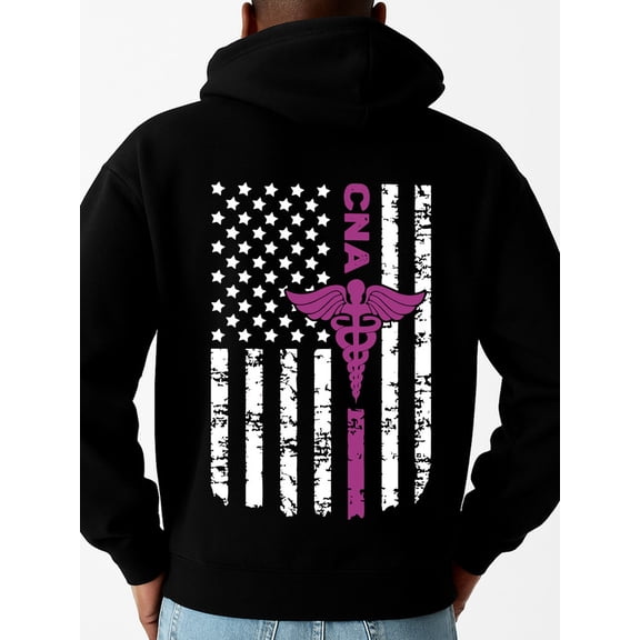 USA CNA Flag graphic hoodies for men long sleeve black Fabric for Casual & Athletic Wear, Hoodie, Everyday Comfort streetwear Classic Unisex Shirt Printed tshirts