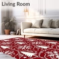 thumbnail image 2 of ODIKA 8'x10' Machine Washable Non-Slip Area Rug, Festive Snowflake Medallion with Elegant Tree High Traffic Rug with Pad, Red, 735944, 2 of 8