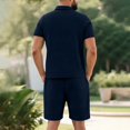 thumbnail image 7 of hotojiny Men's 2 Pieces Outfits Shirt and Shorts Set Breathable Solid Color Collared Golf Top Lightweight Matching Sweatsuit(Navy,Large), 7 of 7
