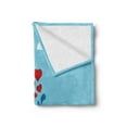 thumbnail image 2 of Whale Soft Flannel Fleece Throw Blanket, Art of Romantic Lover Mammals in Ocean Sun and Clouds Animal Fun Love Print, Cozy Plush for Indoor and Outdoor Use, 60" x 80", Blue and Pink, by Ambesonne, 2 of 5