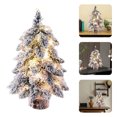 thumbnail image 2 of Christmas Tree Prelit Tabletop 18 Inch Snow Flocked Artificial Christmas Tree with Lights and Wood Base Mini White,Artificial Tabletop Snow Tree for DIY Xmas Holiday Home Decoration, 2 of 8