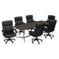thumbnail image 1 of 96W Boat Shaped Conference Table with Chairs in Storm Gray - Engineered Wood, 1 of 8