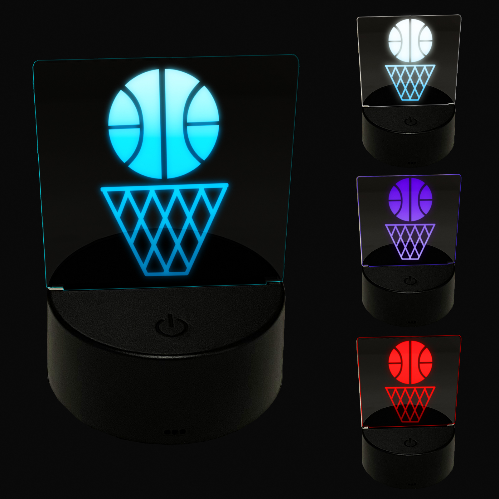 Basketball and Hoop LED Night Light Sign 3D Illusion Desk Nightstand