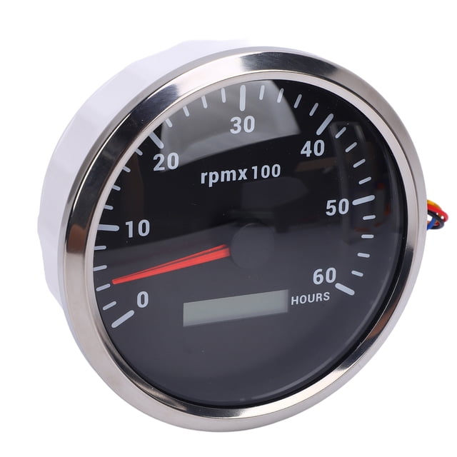 Boat Tachometer, 110mm 6000RPM Gauge with Hour Meter 7 Color Backlight, Compatible with Truck Tractor Trailer Car RV, DC 9-32V