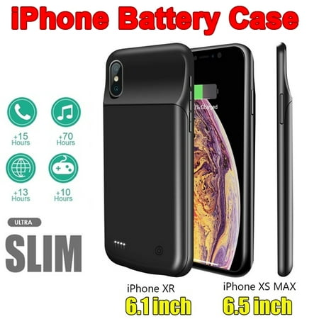 iPhone XS Max Battery Case, Exgreem 4000mAh Ultra Thin Rechargeable Portable Power Charging Case for iPhone iPhone XS Max Extended Battery Pack Power Bank Charger Case (Black)