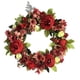 thumbnail image 3 of Corona de peonía de seda para puerta de entrada, con hojas rojas y verdes. Rojo 40cm, 3 of 9