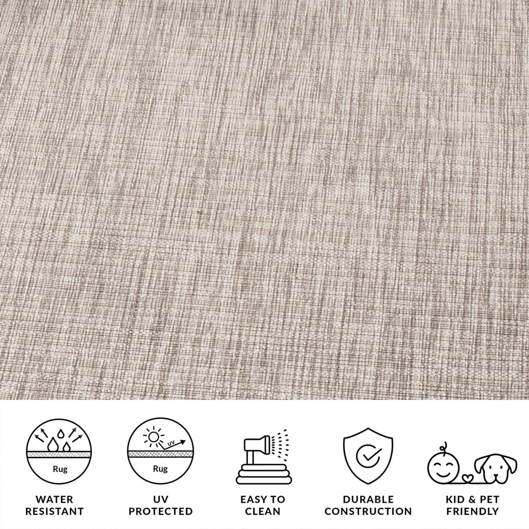 SAFAVIEH Courtyard Samson Solid Indoor/Outdoor Area Rug, 5'3" x 7'7", Light Brown