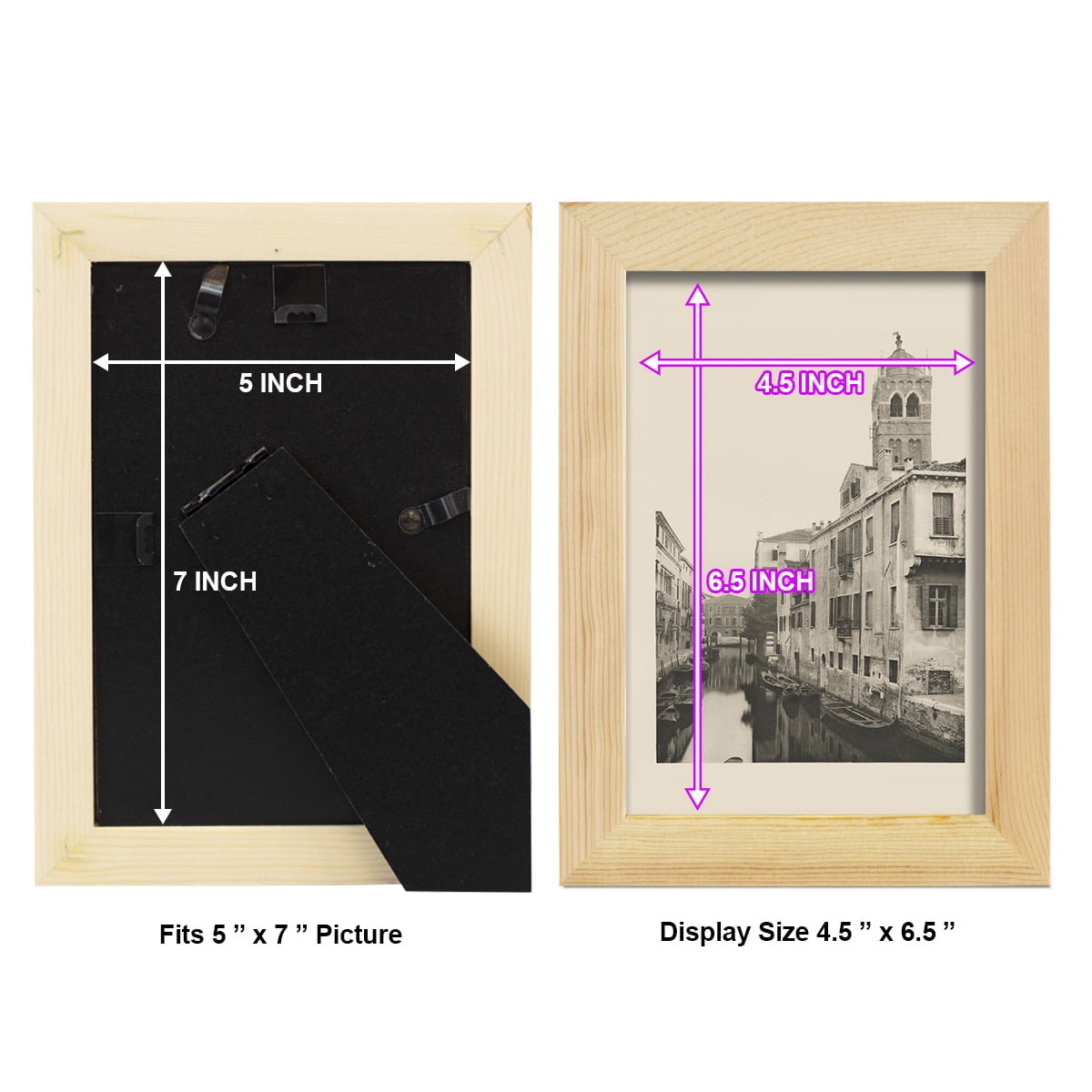 Vintage Views of Venice VII - Framed Print w/glass - Natural Wood