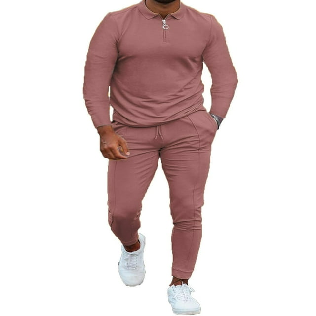 POINTERTECK Mens Long Sleeve Outfits Stand Collar Sweatshirt Top and Sweatpants Tracksuit Set