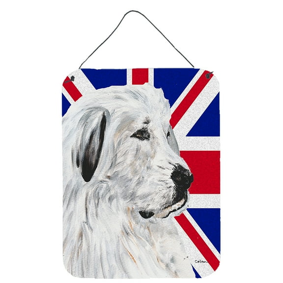 Great Pyrenees with English Union Jack British Flag Wall or Door Hanging Prints