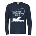 thumbnail image 2 of Missed Your Call Fishing Line Joke Fishing Mens Long Sleeve Shirt, Vintage Heather Navy, 2XL, 2 of 3