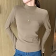 thumbnail image 2 of AherBiu Womens Turtleneck Tops Long Sleeve Basic Layer T Shirts Comfy Slim Fitted Undershirt Blouse, 2 of 3