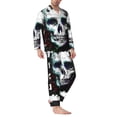 thumbnail image 2 of Susaid Watercolor Skull Print Men's Long Sleeve Pajama Set, Two-Piece Button-Down Loungewear PJs Set, Comfortable Sleepwear for Relaxation-X-Large, 2 of 7