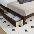 thumbnail image 5 of Leumius King Size Bed Frame with Rattan Headboard, Two Storage Drawers, Rubber Wood Bed with Enhanced Support Slats and Feet for Teens and Adults Espresso, 5 of 9