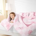 thumbnail image 3 of Erosebridal Girls Bowknot Letter E Queen Comforter Set,Pink Cherry Blossom Bedding Comforter Set For Kids,Reversible pink,3 Pieces, 3 of 7