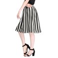 thumbnail image 4 of Unique Bargains Jupe Midi Évasée à Rayures pour Femme, Boutonnée devant, Dos Élastique, 4 of 7