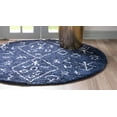 thumbnail image 2 of Unique Loom Rabat Shag Collection Tapis Rond en Peluche Nomade Tribal Bleu Marine (5` x 5`), 2 of 2