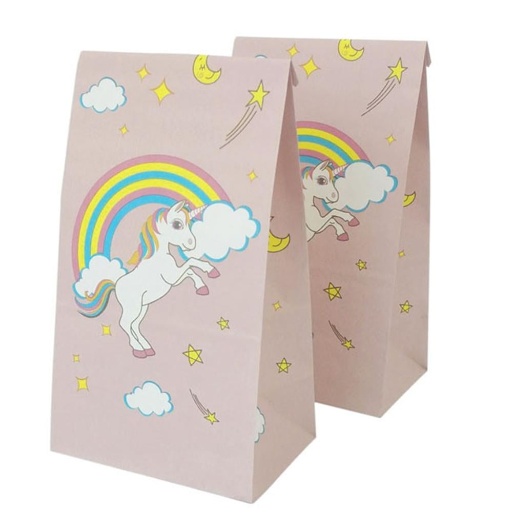 12Pcs Unicorn Party Candy Bags Paper Gift Bag For Birthday Baby Shower Wedding