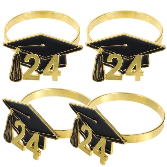 Raindrops Graduation Cap Shaped Napkin Rings for Made of Alloy Multi Pieces