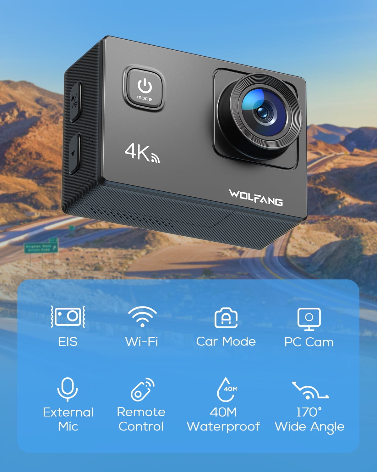 APEMAN A100s 4K Action Camera, 50fps, Waterproof, Underwater