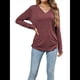 thumbnail image 3 of Camisas de Larga para Mujer, Cuello en V, Blusas Casuales, Sueltas, Elegantes, Básicas, Moda de Otoño, Conjuntos de Moda, Ropa de Invierno Rojo Oscuro XL, 3 of 8