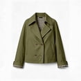 thumbnail image 4 of Tqcoqu Cropped Trench Coat for Women,Long Sleeve Double Breasted Lapel Casual Loose Fit Jackets with Pockets, 4 of 9