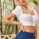 thumbnail image 5 of Slatcetga Camisa Corta de Manga Soplada para Mujer Blusa Corta de Cintura Alta Transpirable Linda de Moda para Diario al Aire Libre Blanco XL, 5 of 8