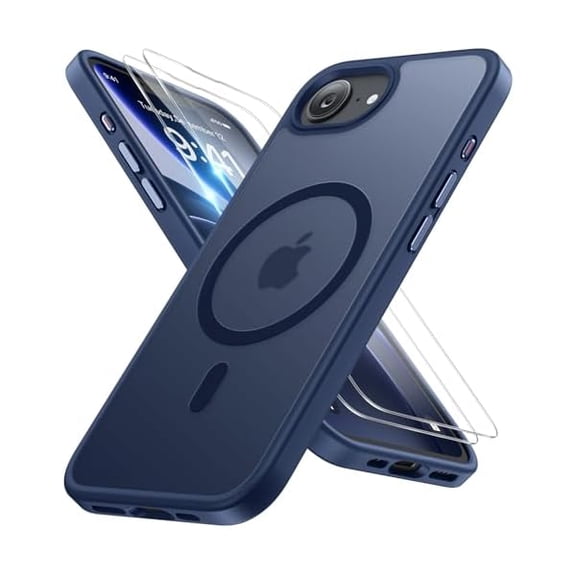 Eryueer for iPhone 16e case & iPhone 17e Case for MagSafe [with 2×9H  Screen Protectors] TOP Military-Grade Protection Shockproof with Velvet Touch for iPhone 16e/17e Phone Case 6.1" Dark Blue
