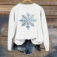 thumbnail image 6 of FYEGRE Snowflake Print Crewneck Pullover Sweatshirt Soft Warm Winter Holiday Long Sleeve Cozy Fashion Top For Women Festive Casual Apparel White S, 6 of 6