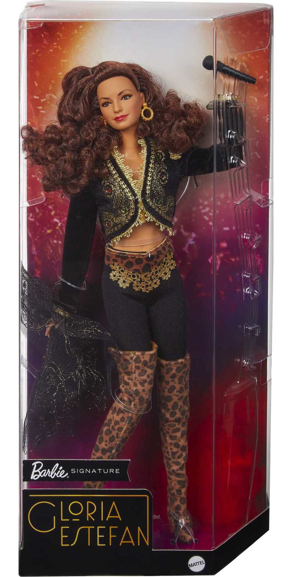Barbie Signature Gloria Estefan Collectible Doll with Golden Accessories Including Microphone