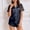 Dark Blue, variant on BRGZLK Womens Silk Satin Pajama Sets Soft Short Sleeve Button Down Sleepwear Top and Shorts 2 Piece Lounge Set
