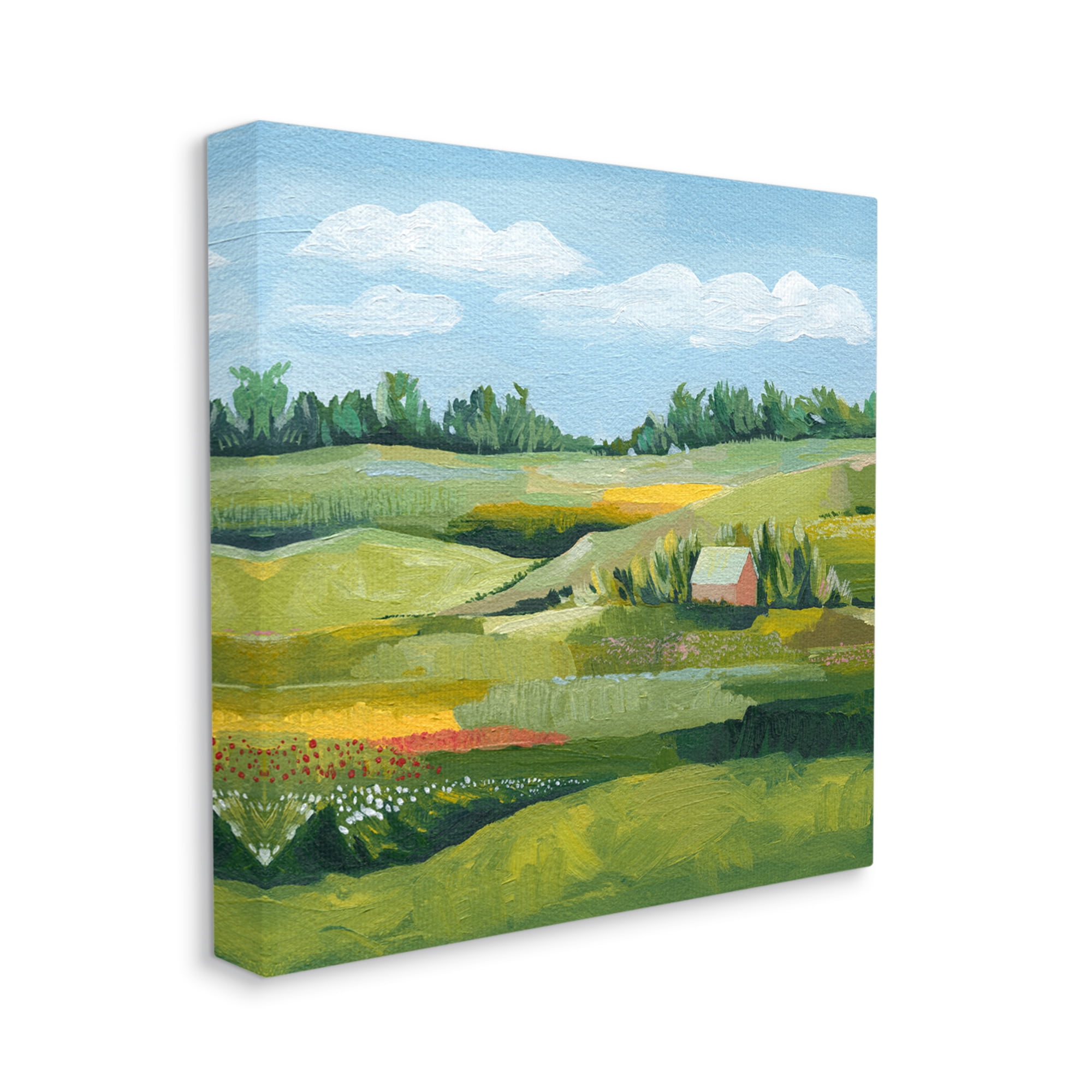 Stupell Peaceful Farmland Fields Greenery Landscape Painting Gallery Wrapped Canvas Print Wall Art