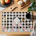 thumbnail image 2 of Easter Bunny Placemats Set of 4, Vintage Watercolor Eggs Flower Black Plaid Placemats for Dining Table, Place Mats for Kitchen Tabletop, Waterproof Wipeable Dining Table Mats Set, 2 of 9