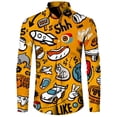 thumbnail image 3 of Camisas de moda para hombre guapo, camisetas casuales con estampado 3D, botones, solapa, manga corta y larga, estilo hip hop, para hombre y mujer, estilo urbano, cárdigan, 3 of 5