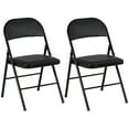 thumbnail image 1 of HOMCOM Metal Folding Chairs with PU Leather Cushion Foldable Chairs Black, 1 of 10