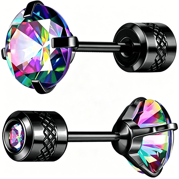 DESIGNICE Titanium Earrings for Sensitive Ears Pairs of Screw Back Hypoallergenic Surgical Grade Earrings Titanium Cubic Zirconia Stud Earrings for Women Men