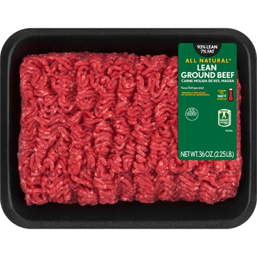 93% Lean / 7% Fat Lean Ground Beef, 2.25 lb Tray, Fresh, All Natural*
