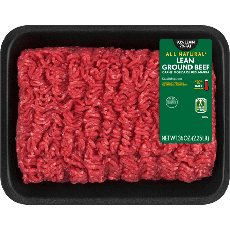 93% Lean / 7% Fat Lean Ground Beef, 2.25 lb Tray, Fresh, All Natural*