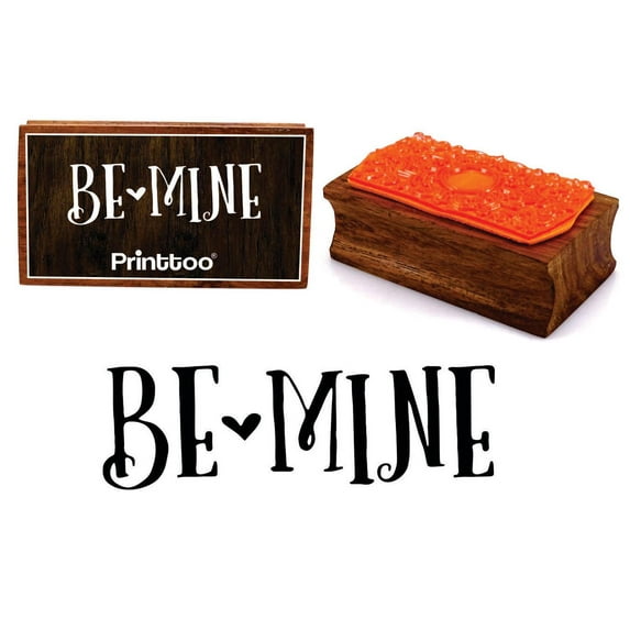 Printtoo Be Mine Calligraphy Rectangular Wooden Rubber Stamp Block Scrap-Booking
