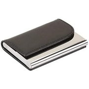 Leather Cover Magnetic Shut Business Card Case. (Black)