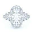 thumbnail image 2 of Sterling Silver Vintage Milgrain 3CT Simulated Oval Cut & Half Moon Stone Diamond Halo Engagement Ring (5.5), 2 of 6