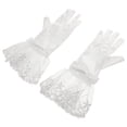 thumbnail image 4 of Guantes de boda de satén elegantes con detalle de lazo, accesorios largos para novias, fiestas de té y eventos formales, color blanco, 4 of 8
