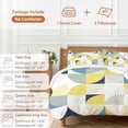 thumbnail image 6 of 3 Piece Yellow Geometric Duvet Cover Set Queen Size,Microfiber Comforter/Quilt Cover with Corner Ties and 2 Pillowcases,Middle Century Modern Abstract Art All Season Soft Bedding with Zipper Closure, 6 of 8